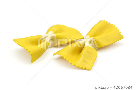 Colourful raw farfalle isolated on white 42067034