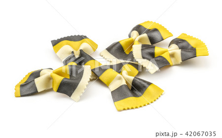 Colourful raw farfalle isolated on white 42067035