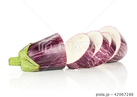 Fresh raw striped Eggplant isolated on white 42067286