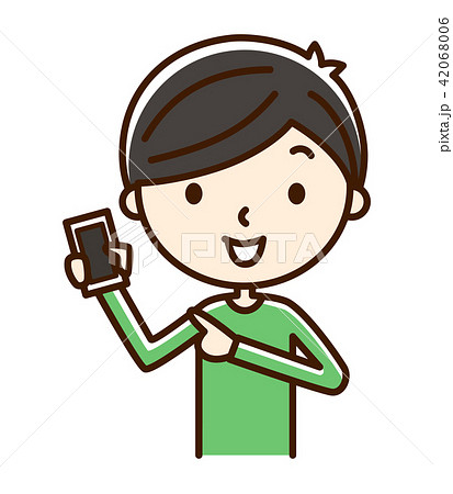 男性 スマートフォン 指差し 男性 スマートフォン 指差し 42068006