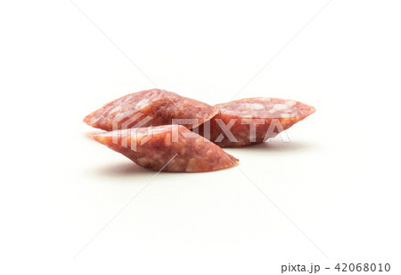 Hungarian dry sausage isolated on white 42068010