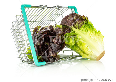 Fresh raw lettuce red little gem isolated on white 42068351