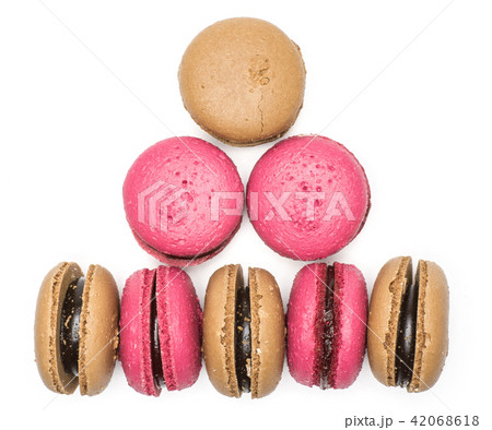 Colourful French macaron isolated on white 42068618