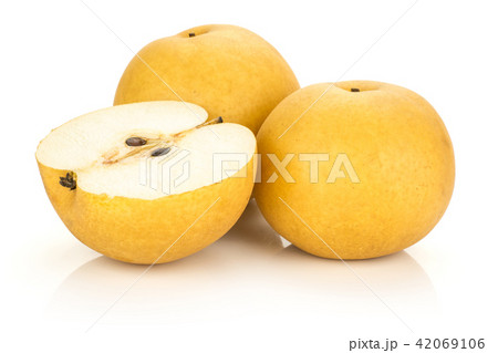 Fresh Nashi golden pear isolated on white Fresh Nashi golden pear isolated on white 42069106