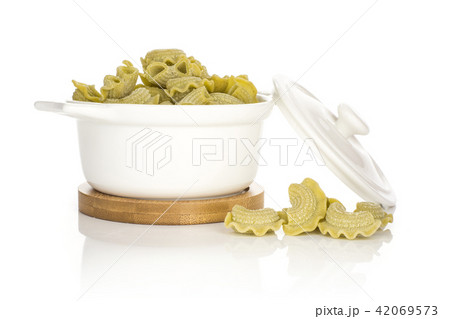 Fresh raw paste Creste di Gallo isolated on white Fresh raw paste Creste di Gallo isolated on white 42069573