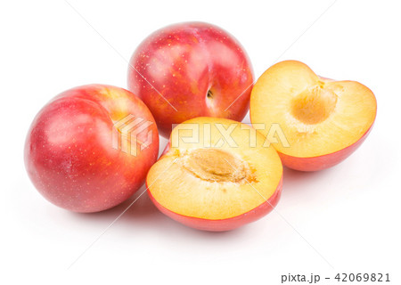 Fresh Red Plum isolated on white Fresh Red Plum isolated on white 42069821