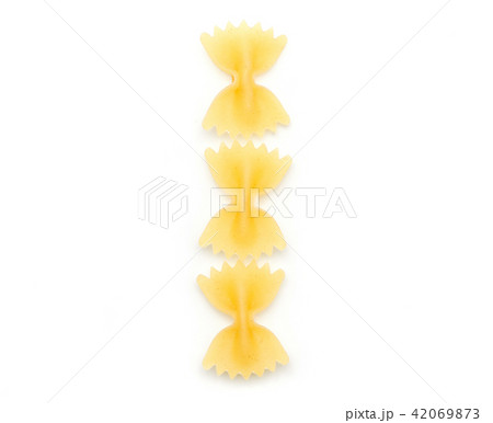 Raw fresh farfalle isolated on white Raw fresh farfalle isolated on white 42069873