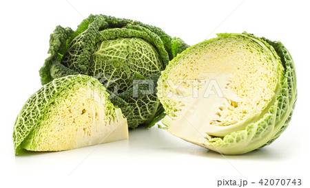 Fresh Savoy Cabbage isolated on white 42070743