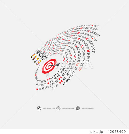 2019 Calendar Template.Spiral calendar. 42073499