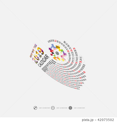 2019 Calendar Template.Spiral calendar. 42073502