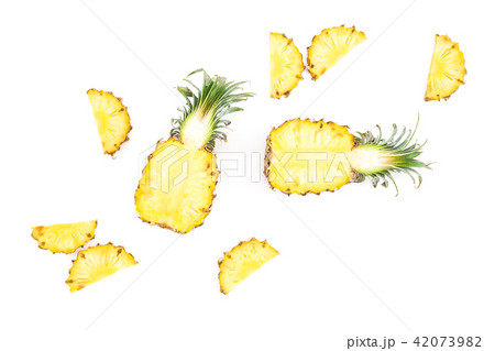 Sliced pineapple fruit isolated on white back Sliced pineapple fruit isolated on white back 42073982