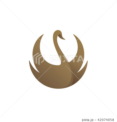 Gold colored swan, vector illustration 42074058