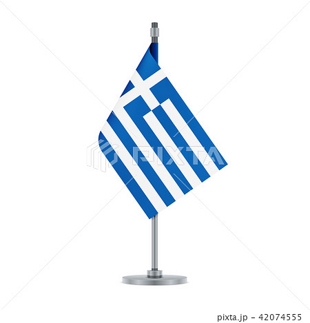 Greek flag hanging on the metallic pole