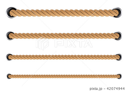 Creative vector illustration of realistic nautical twisted rope knots, loops for decoration and 42074944