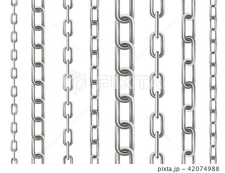 Creative vector illustration of metallic dangling chain links set isolated on background. Art design 42074988