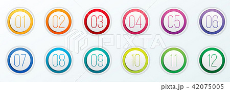 Creative vector illustration of number bullet points set 1 to 12 isolated on transparent background Creative vector illustration of number bullet points set 1 to 12 isolated on transparent background 42075005
