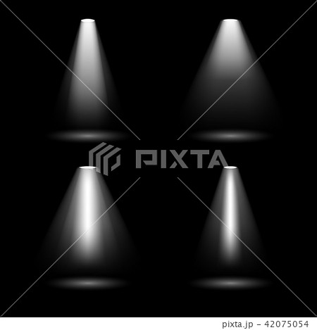 Creative vector illustration of bright lighting spotlights set, light sources isolated on 42075054