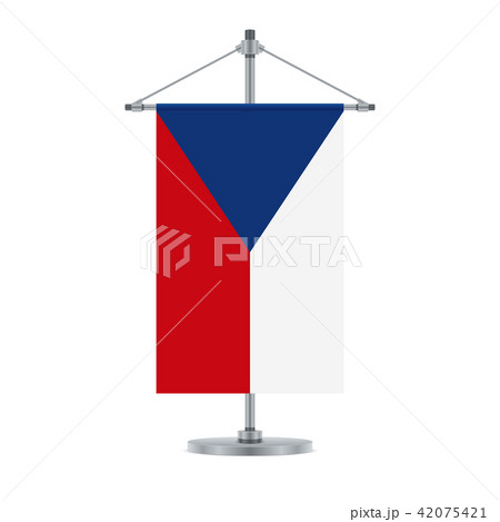 Czech flag on the metallic cross pole, vector