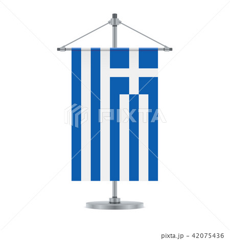 Greek flag on the cross metallic pole, vector