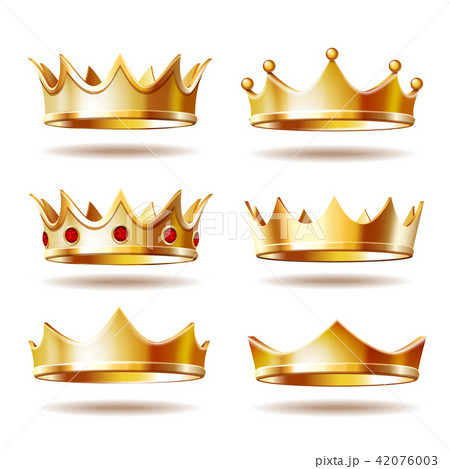 Set Of Golden Crowns For Kingのイラスト素材