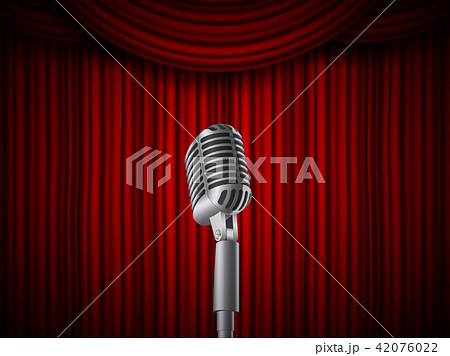 Creative vector illustration of retro vintage concert microphones on stand isolated on transparent Creative vector illustration of retro vintage concert microphones on stand isolated on transparent 42076022
