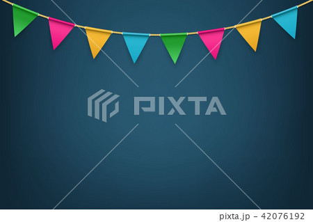 Creative vector illustration of realistic flag, buntings garland with shadow isolated on transparent 42076192