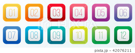 Creative vector illustration of number bullet points set 1 to 12 isolated on transparent background Creative vector illustration of number bullet points set 1 to 12 isolated on transparent background 42076211