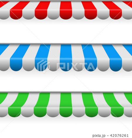 Creative vector illustration of colored striped awnings set for shop, restaurants and market store Creative vector illustration of colored striped awnings set for shop, restaurants and market store 42076261