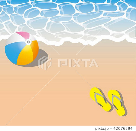 ビーチとビーチボール サンダルのイラスト素材