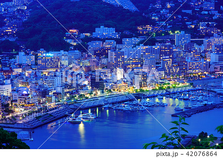 静岡県 熱海の100万ドルの夜景の写真素材