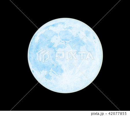 夜空に浮かぶ青い満月 ブルームーンのイラスト素材