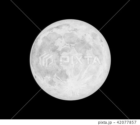 夜空に浮かぶモノトーンな満月のイラスト素材