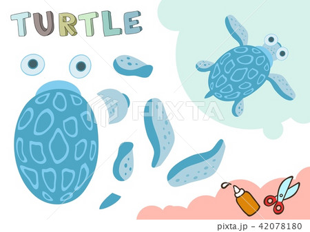 Funny Turtle Paper Model Small Home Craft のイラスト素材