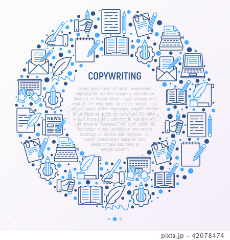 Copywriting concept in circle with thin line icons 42078474