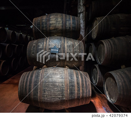 Port wine barrels in cellar, Porto, Portugal 42079374