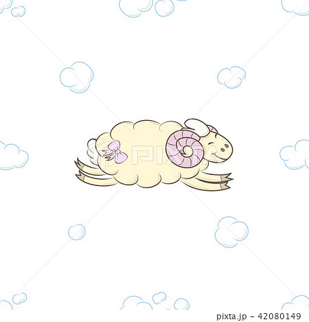 Cute sheep flying in the clouds. Cute sheep flying in the clouds. 42080149