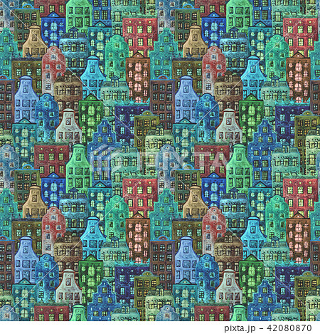 Seamless pattern of watercolor old europe houses Seamless pattern of watercolor old europe houses 42080870