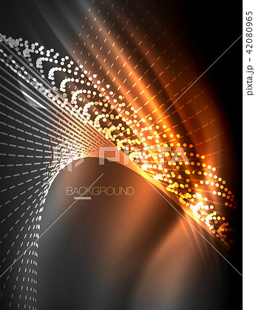 Smooth light effect, straight lines on glowing shiny neon dark background. Energy technology idea 42080965