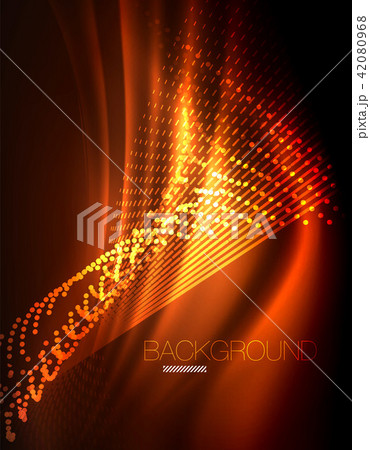 Smooth light effect, straight lines on glowing shiny neon dark background. Energy technology idea 42080968