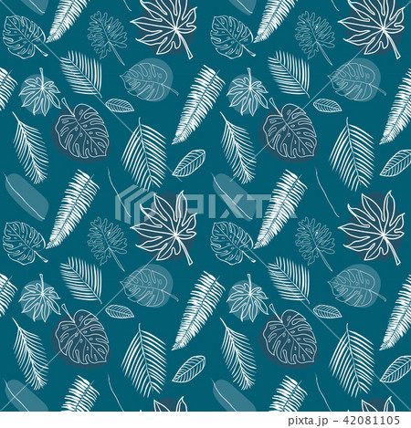 seamless outline various tropical leaves pattern  42081105