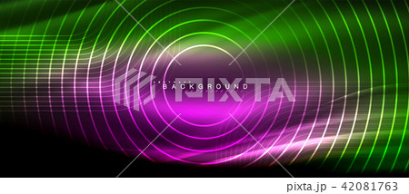 Neon glowing lines, magic energy space light concept, abstract background wallpaper design 42081763
