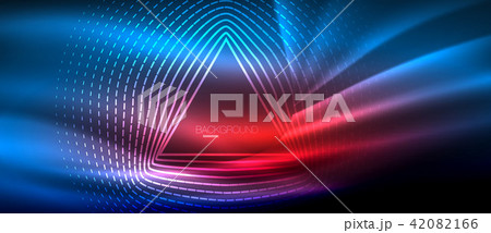 Neon glowing wave, magic energy and light motion background. Wallpaper template, hi-tech future 42082166