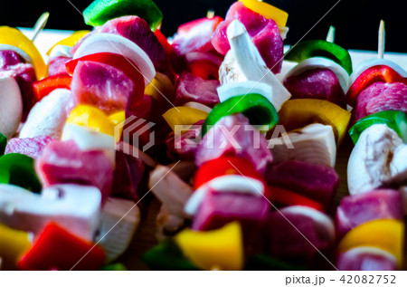 skewers with meat and vegetables skewers with meat and vegetables 42082752