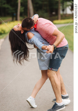 Couple have fun, smile and dancing 42083187