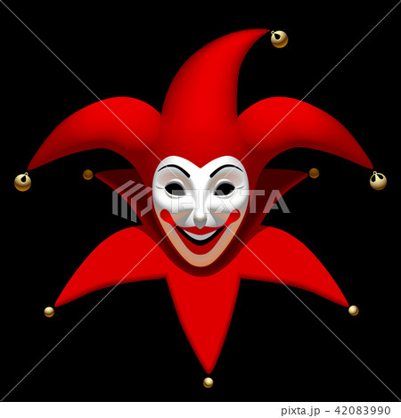Joker Head In Red Cap An White Mask Isolated のイラスト素材 4990
