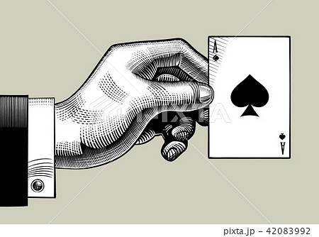 Hand with the ace of Spades playing card. Hand with the ace of Spades playing card. 42083992