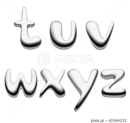 Metal and liquid mercury Alphabet small letters 42084255