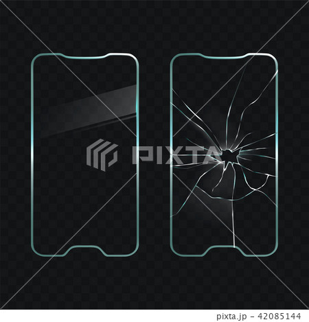 Damaged and new cellphone screen glass  42085144