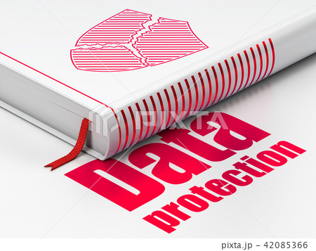 Safety concept: book Broken Shield, Data Protection on white background Safety concept: book Broken Shield, Data Protection on white background 42085366