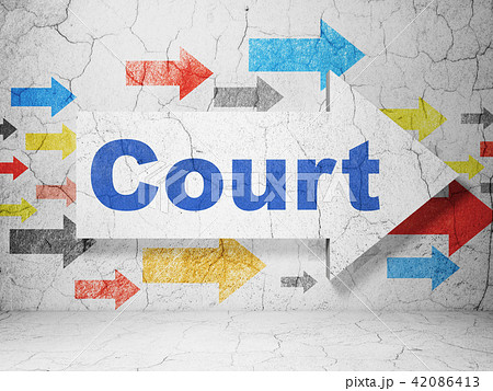 Law concept: arrow with Court on grunge wall background Law concept: arrow with Court on grunge wall background 42086413